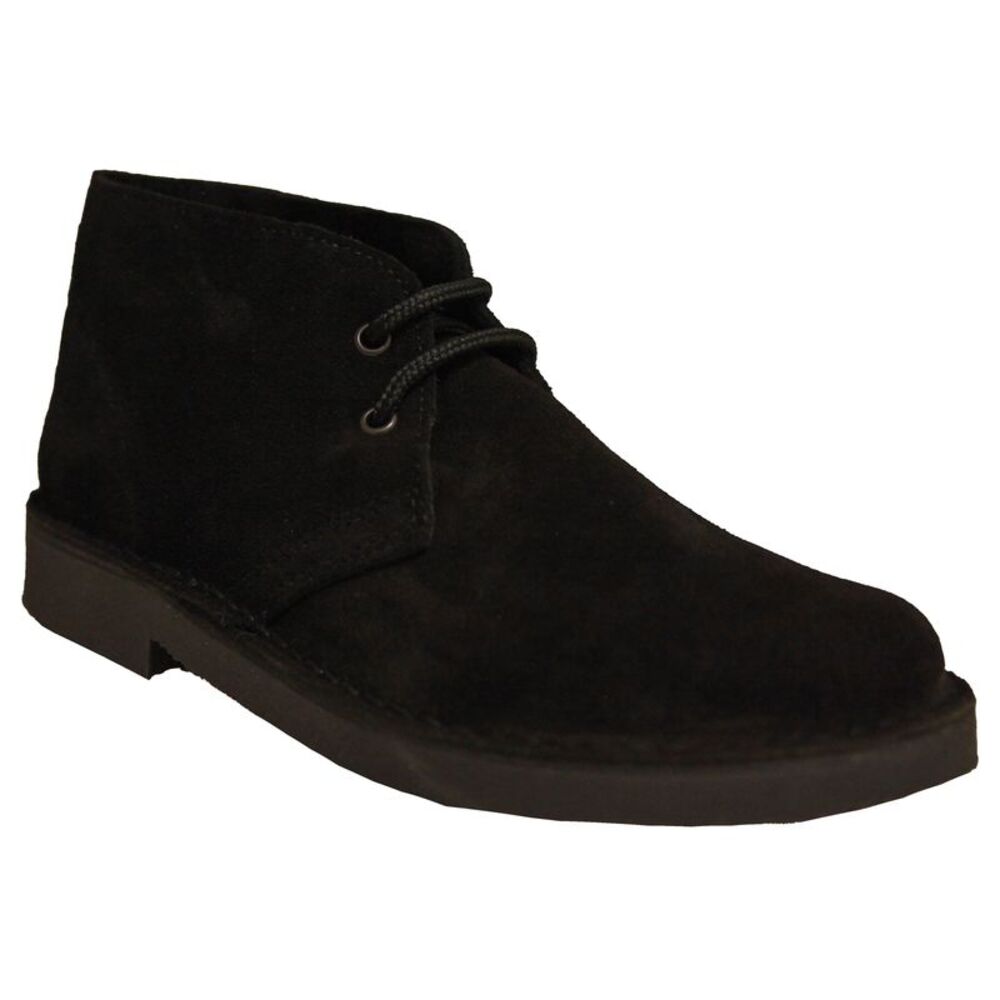 Roamers Mens Real Suede Unlined Desert Boots / Black